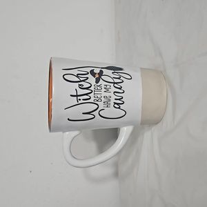 NWT Atlas Halloween White & Tan Witch better Have My Candy Coffee Mug